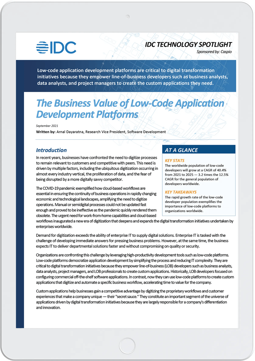 The Business Value of Low-Code Application Development Platforms